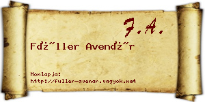 Füller Avenár névjegykártya